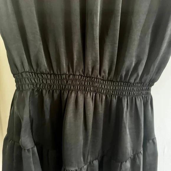 Steve Madden Prairie Dreams Satin V-Neck Ruffle Cap Sleeve Mini Blouson Dress S - Picture 7 of 16